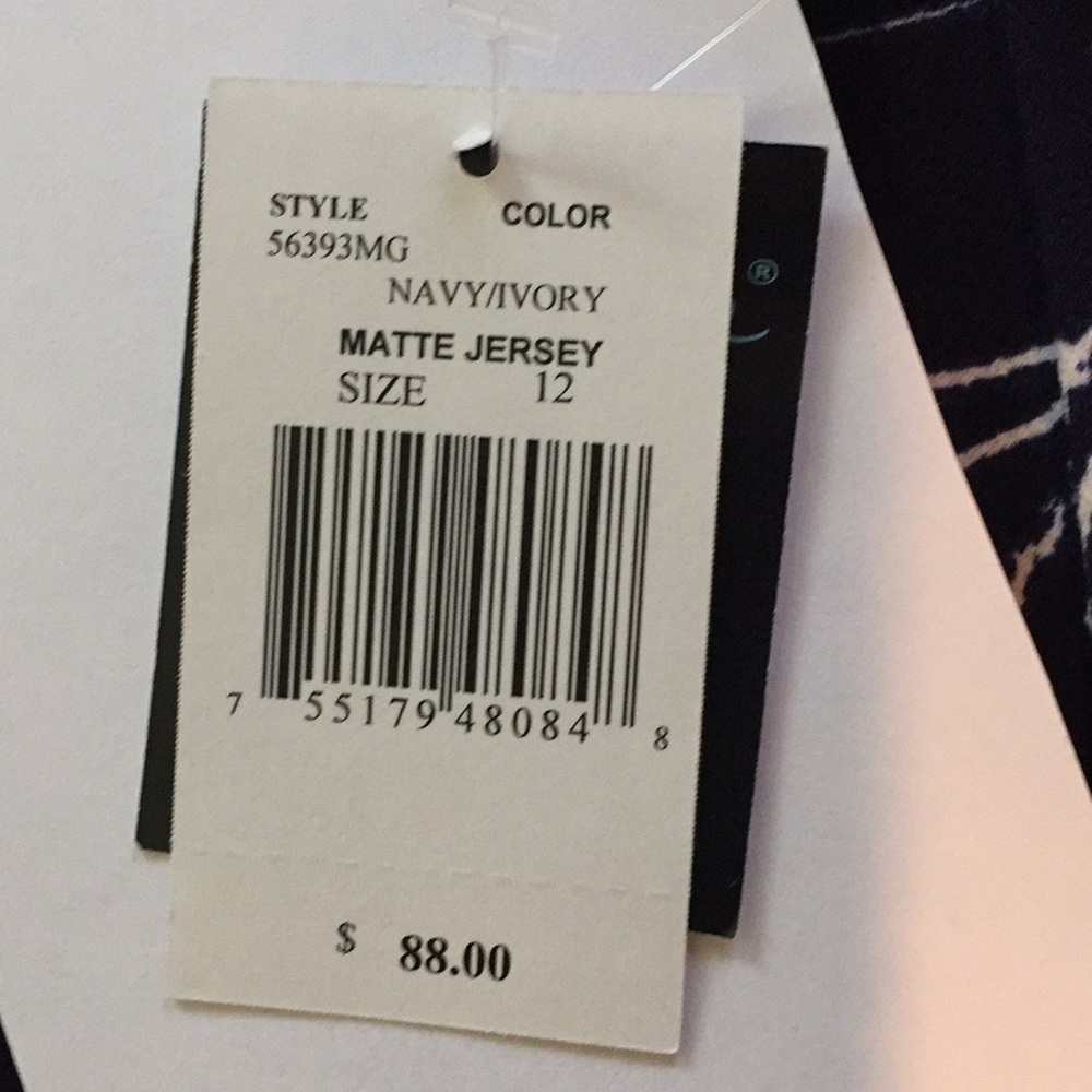 Gabby Skye Dress NWT Navy Ivory Size 12 - Picture 6 of 7